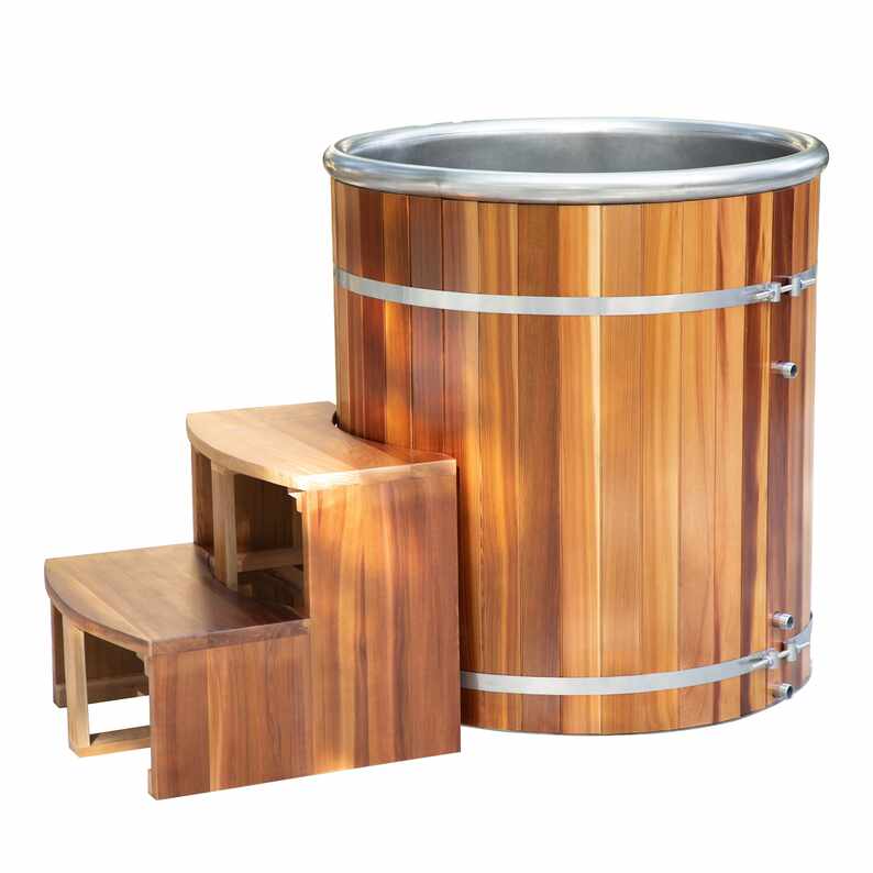 Cadă de recuperare compactă rotundă de cedru roșu Cadă de recuperare compactă rotundă de cedru roșu